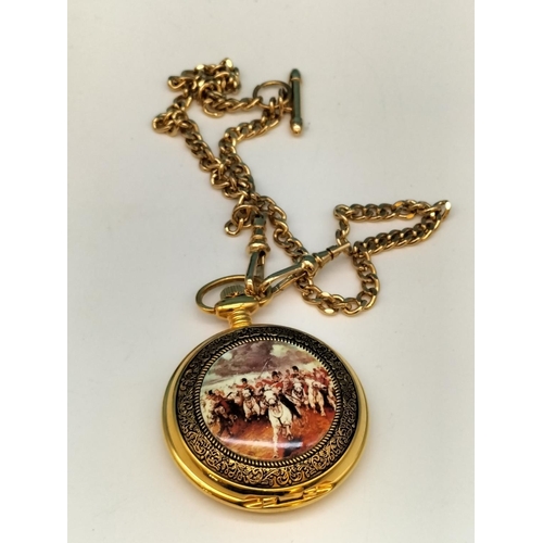 390 - Large Quantity of Mixed Military Related Modern Pocket Watches plus Pin Badge.