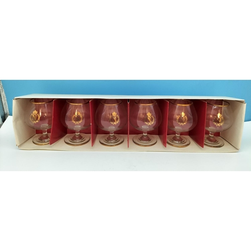 408 - Set of 6 French Luminarc Napoleon Cognac/Brandy Glasses. Boxed but No Lid.