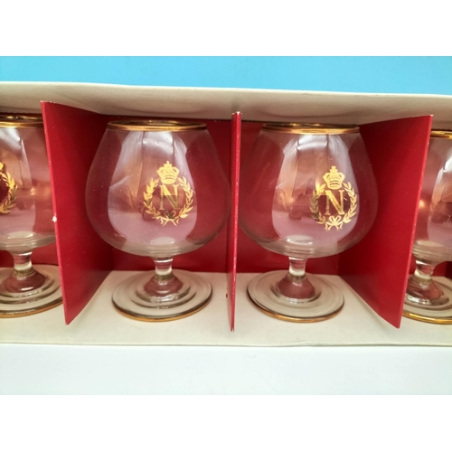 408 - Set of 6 French Luminarc Napoleon Cognac/Brandy Glasses. Boxed but No Lid.