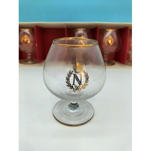 408 - Set of 6 French Luminarc Napoleon Cognac/Brandy Glasses. Boxed but No Lid.