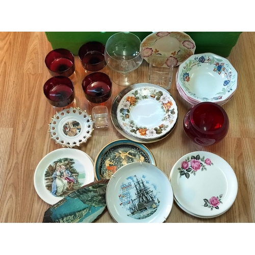 500 - Crate of Mixed Pottery and Glass to include Plates, Mugs, Bowls, etc.