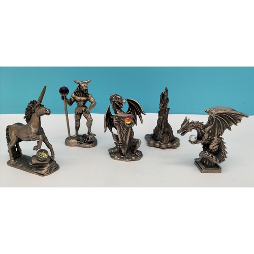 506 - Tudor Mint Pewter Figures (5) to include 'The Sentry' GR02, The Unicorn, The Minotaur, The Castle in... 