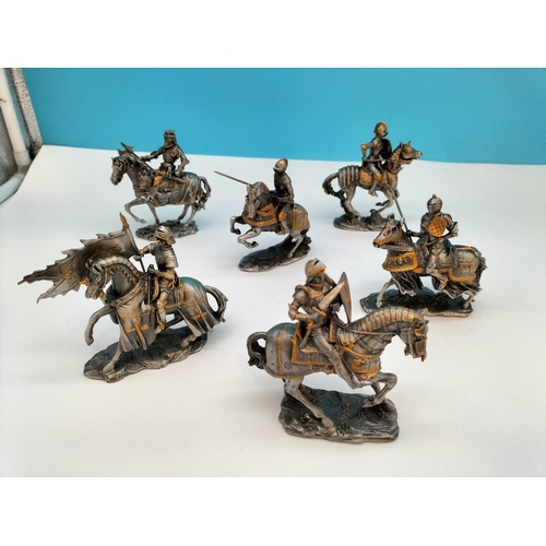 512 - Veronese Metal Medieval Soldiers on Horseback (6). One with Broken Sword.