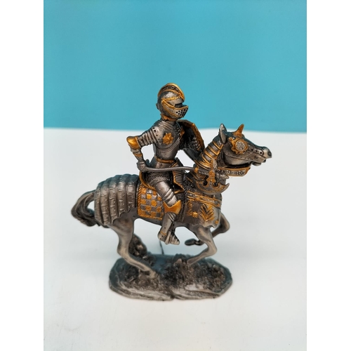 512 - Veronese Metal Medieval Soldiers on Horseback (6). One with Broken Sword.