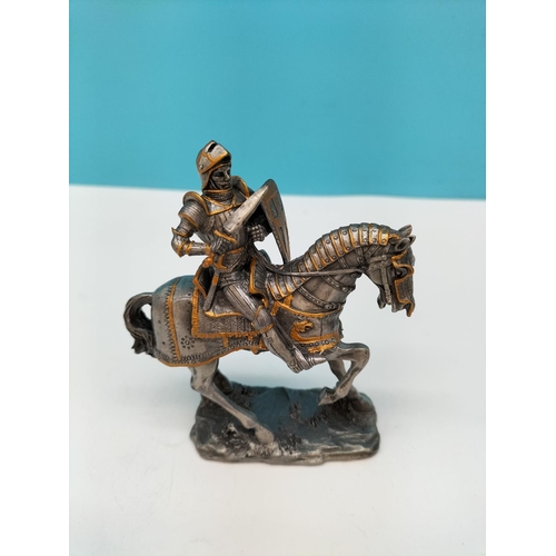 512 - Veronese Metal Medieval Soldiers on Horseback (6). One with Broken Sword.