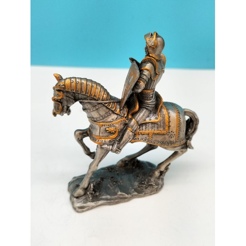 512 - Veronese Metal Medieval Soldiers on Horseback (6). One with Broken Sword.