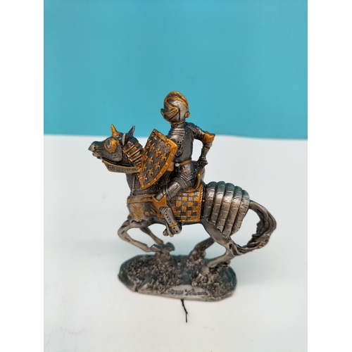 512 - Veronese Metal Medieval Soldiers on Horseback (6). One with Broken Sword.