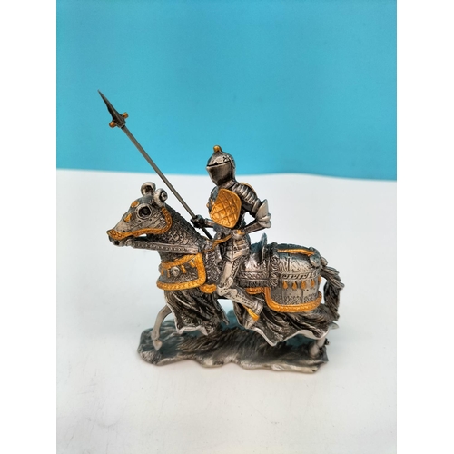 512 - Veronese Metal Medieval Soldiers on Horseback (6). One with Broken Sword.