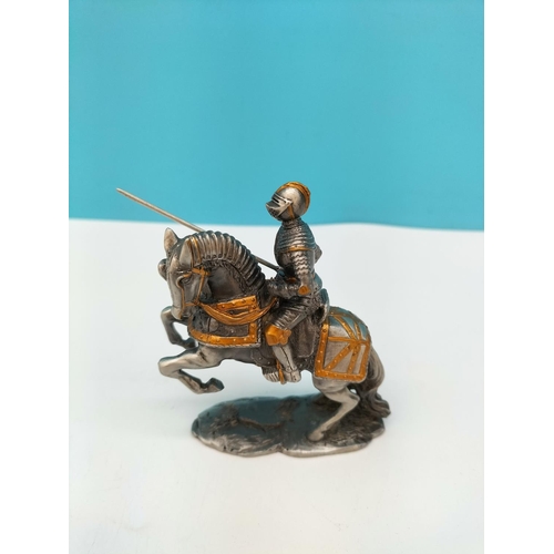 512 - Veronese Metal Medieval Soldiers on Horseback (6). One with Broken Sword.