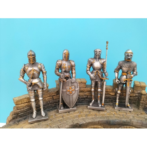 513 - Veronese Resin Ruined Castle Stand (38cm x 20cm x 23cm) plus Veronese Metal Medieval Soldiers (11).