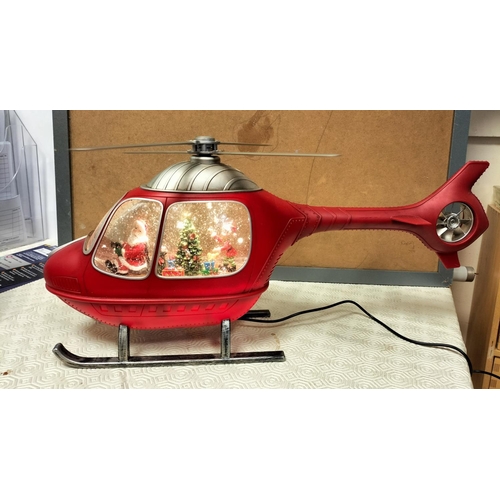 60 - Boxed Indoor Christmas 'Santa in Helicopter' Decoration W/O. 22cm High, 47.5cm Long.