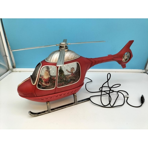 60 - Boxed Indoor Christmas 'Santa in Helicopter' Decoration W/O. 22cm High, 47.5cm Long.