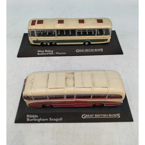 626 - Collection of 'Great British Buses' on Plinths (10) to include Blackpool Brush Railcoach and Balloon... 