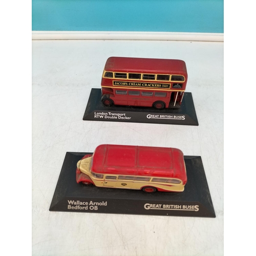 626 - Collection of 'Great British Buses' on Plinths (10) to include Blackpool Brush Railcoach and Balloon... 