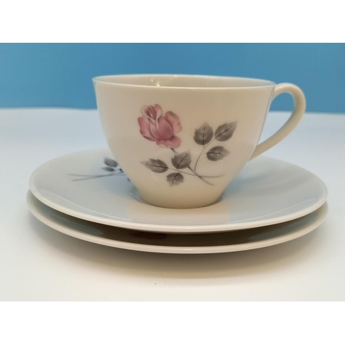 365 - Royal Doulton 'Pillar Rose' 23 Piece Part Tea Set to include Trios (6), Teapot, Milk Jugs (2) and Su... 