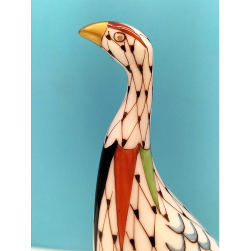 102 - Hollohaza Porcelain (Hungary) Hand Painted 20cm Figure of a Pair of Guinea Fowls.