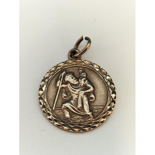 13 - 375 Hallmarked St Christopher Pendant. 2.1 Grams.