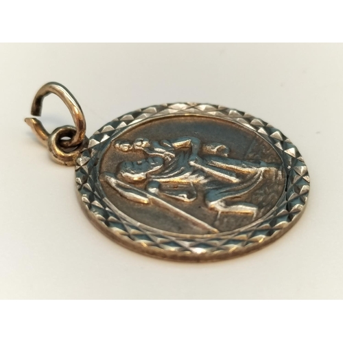 13 - 375 Hallmarked St Christopher Pendant. 2.1 Grams.