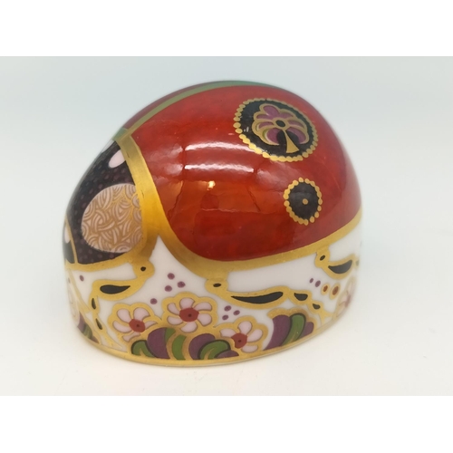 137 - Royal Crown Derby 'Red Ladybird with Two Spots' Paperweight with Gold Stopper and Red Royal Crown De... 