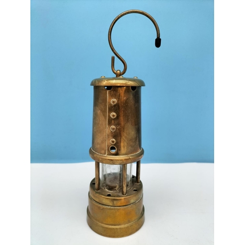 143 - Brass Cymru Welsh Musical Miners Lamp W/O. 16.5cm High.