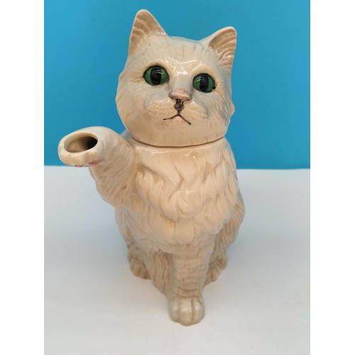 144 - Beswick White Persian Cat Teapot. 19cm High, 20cm Spout to Handle.