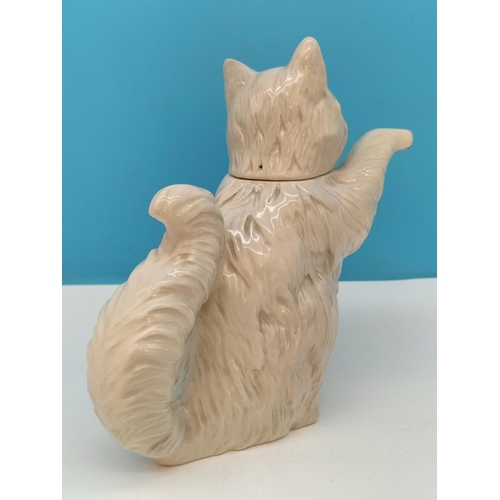 144 - Beswick White Persian Cat Teapot. 19cm High, 20cm Spout to Handle.