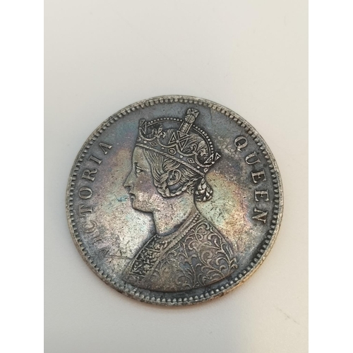 153 - Silver Queen Victoria Indian One Rupee 1862.