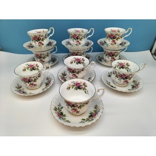 168 - Royal Albert 'Moss Rose' Cups and Saucers (10). Chip to One Saucer.