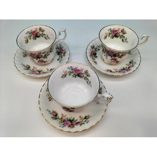 168 - Royal Albert 'Moss Rose' Cups and Saucers (10). Chip to One Saucer.