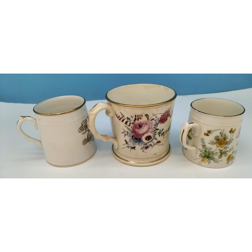 170 - Hand Painted Victorian Marriage Cup 'John and Elizabeth Charlton, 1847 plus 2 x Christening Mugs Pet... 