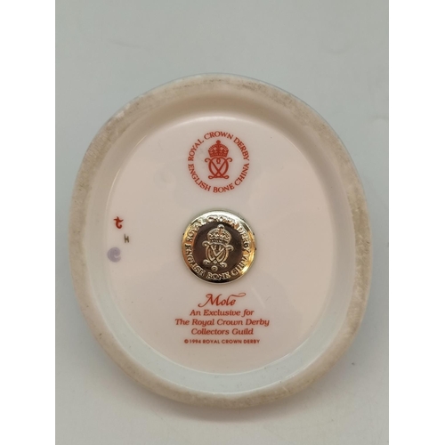 188 - Royal Crown Derby Collectors Guild Exclusive 1994 'Mole' Paperweight with Silver Stopper. Red Printe... 