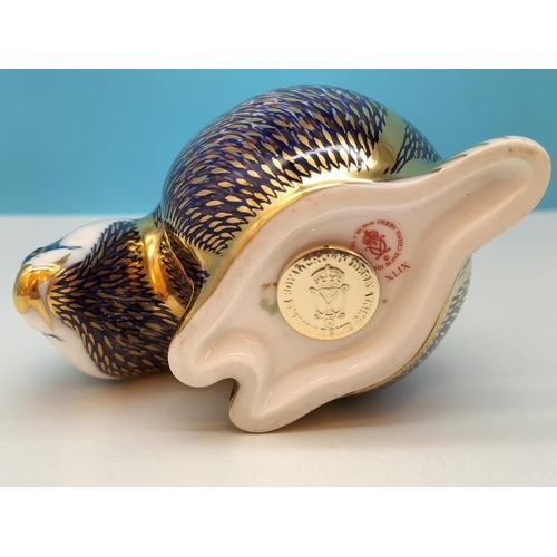 189 - Royal Crown Derby 'Badger' 12cm Paperweight with Gold Stopper. Date Code for 1986 (XLIX) and Red Roy... 