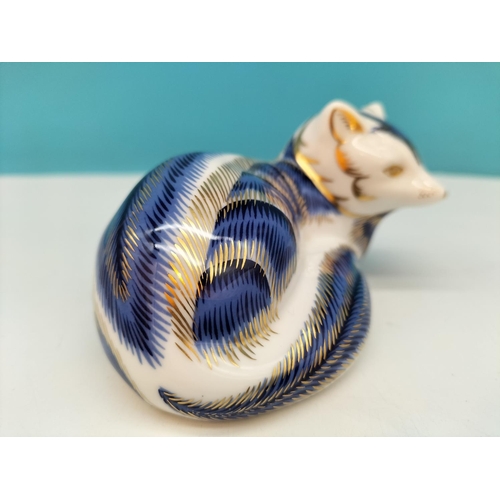 193 - Royal Crown Derby 'Blue Arctic Fox' Paperweight with Silver Stopper. Red Royal Crown Derby Stamp to ... 