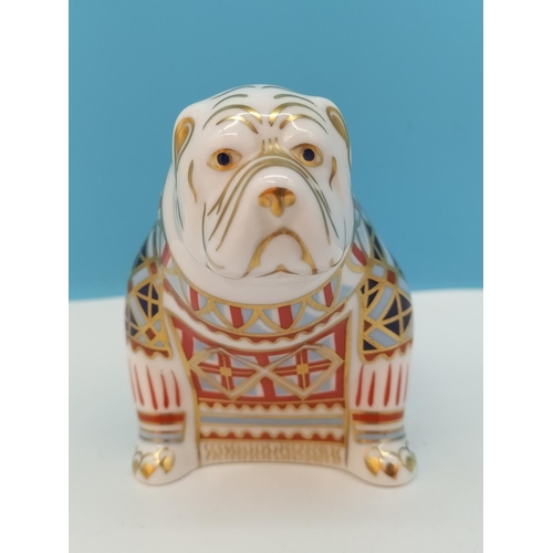 195 - Royal Crown Derby 'Bulldog' 10cm Paperweight with Gold Stopper. Date Mark for 1991 (LIV), Red Royal ... 