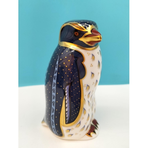 2 - Boxed Royal Crown Derby 'Rockhopper Penguin' 11cm Paperweight with Gold Stopper Designed by John Abl... 