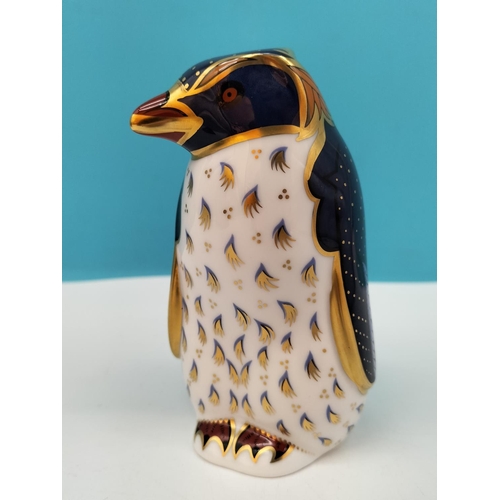 2 - Boxed Royal Crown Derby 'Rockhopper Penguin' 11cm Paperweight with Gold Stopper Designed by John Abl... 