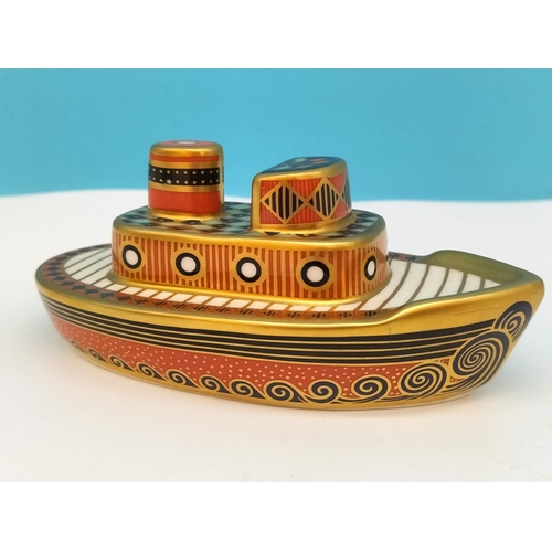 20 - Boxed Royal Crown Derby 'Tug Boat' Miniature Paperweight from the Treasures of Childhood Series. 10c... 