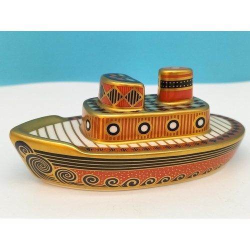 20 - Boxed Royal Crown Derby 'Tug Boat' Miniature Paperweight from the Treasures of Childhood Series. 10c... 