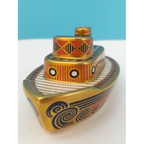 20 - Boxed Royal Crown Derby 'Tug Boat' Miniature Paperweight from the Treasures of Childhood Series. 10c... 