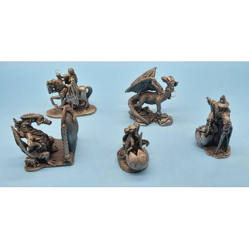 239 - Collection of Myth and Magic Pewter Collectables (5) to include The Reborn Dragon, The Jewelled Drag... 