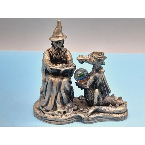 240 - Collection of Myth and Magic Pewter Collectables (5) to include The Moon Wizard, The Guardian of the... 