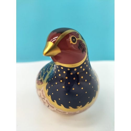 251 - Royal Crown Derby 'Partridge' Limited Edition Paperweight. This Being 1,701 of 4,500 with Gold Stopp... 