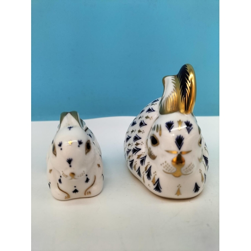 252 - 2 x Royal Crown Derby Paperweights  'Rabbit' with Gold Stopper being One of the Original Six Paperwe... 