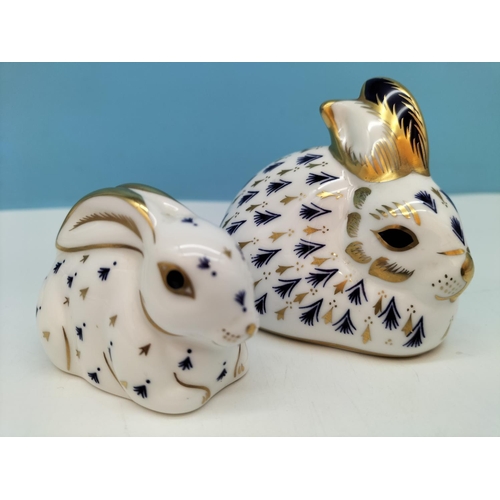 252 - 2 x Royal Crown Derby Paperweights  'Rabbit' with Gold Stopper being One of the Original Six Paperwe... 