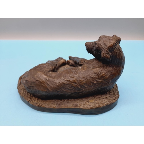 278 - Heredities Cold Cast Bronze Figure of An Irish WolfHound. Signed J Spouse. 9cm High 17cm x 14cm.