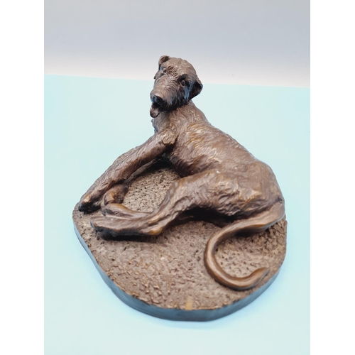 278 - Heredities Cold Cast Bronze Figure of An Irish WolfHound. Signed J Spouse. 9cm High 17cm x 14cm.