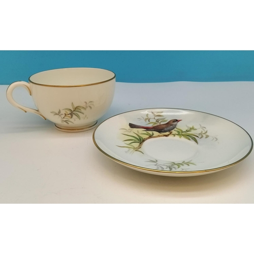 319 - Royal Worcester Hand Painted Cup and Saucer depicting a Fire Tailed Finch signed William Powell. Pat... 