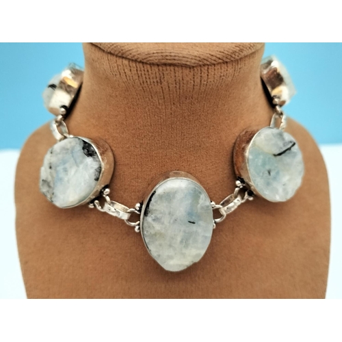 354 - Handmade 925 Silver and Rainbow Moonstone 7.5