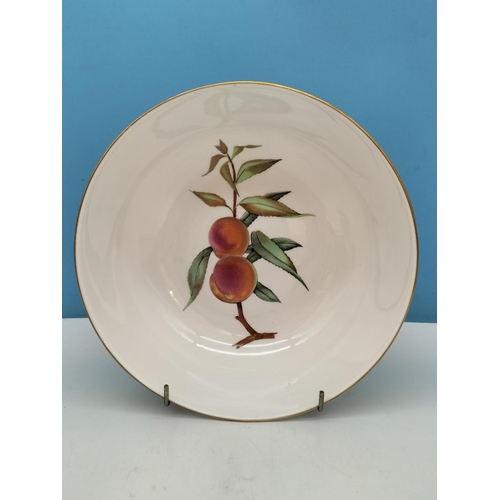 373 - Royal Worcester Fruit Patterned Bowl (8cm h, 23cm d) plus Gardening Tea Cup and Saucer.