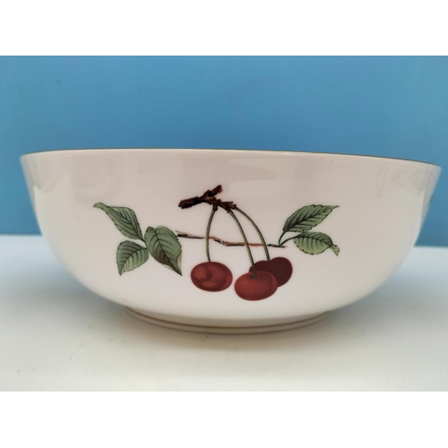 373 - Royal Worcester Fruit Patterned Bowl (8cm h, 23cm d) plus Gardening Tea Cup and Saucer.